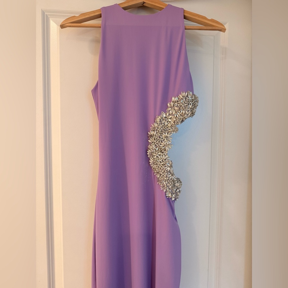 NWOT BRONX AND BANCO Camila Lilac Rhinestone Cutout Maxi Dres, Evening Gown - Picture 6 of 14